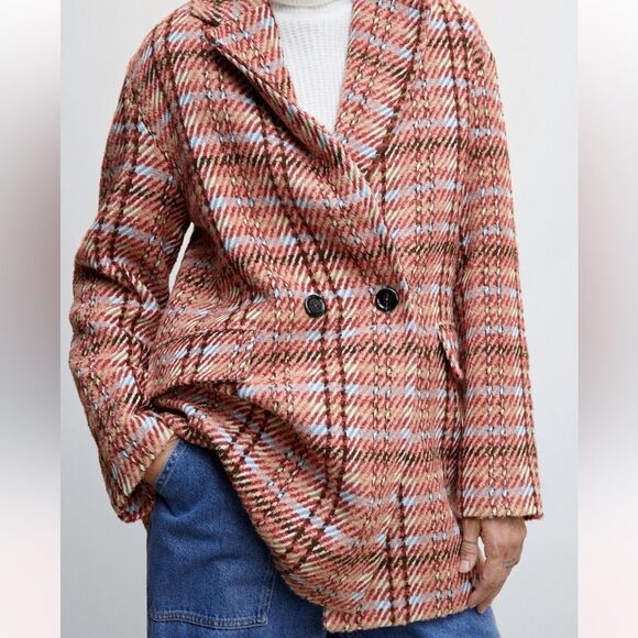 Mango Checked tweed coat size XS NWT - Picture 5 of 15